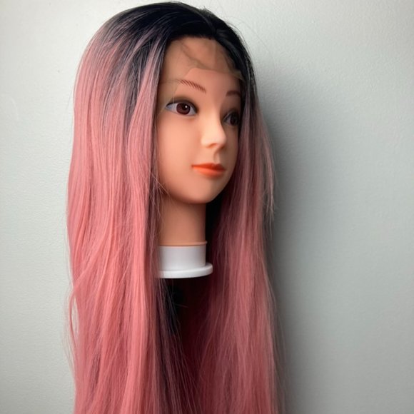 Ombre Deep Pink Lace Front Wig